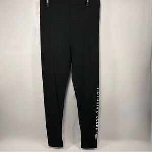 Victoria's Secret Black Silver Logo Wing Cotton Blend High Waist L Large Short